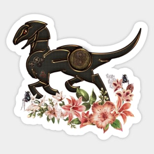 Steampunk creature, gears and flowers Sticker